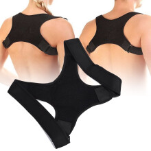 Black posture corrector shoulder brace for chest hump and