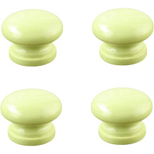 Drawer Knobs Wooden Lotus Shape Yellow 4 Pcs