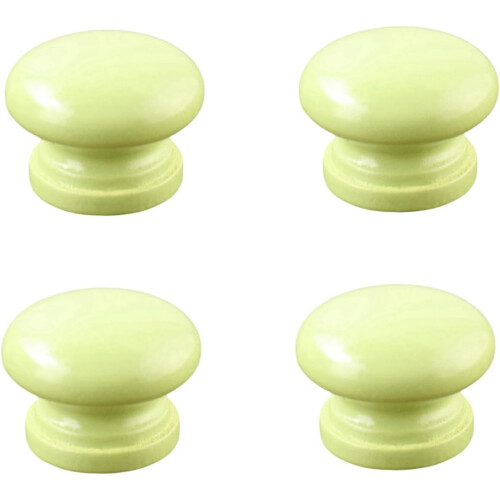 Drawer Knobs Wooden Lotus Shape Yellow 4 Pcs