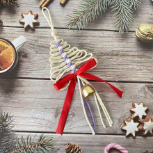 Knitted Christmas Tree Ornament White 30x11cm