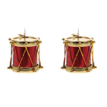 Mini tambours à paillettes rouges, décorations de Noël, lot de 3