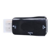 4X -Compatible to VGA Converter Gold-Plated with Connector 3.5mm Audio Cable for PC, Laptop, DVD, Desktop, Black