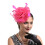 Cappello Derby da donna rosa acceso con fiori, piume e rete per capelli 1