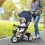 6-in-1 Kinderdreirad mit Schiebestange, Verdeck, Korb, Dunkelblau 3