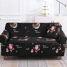 Housse de canapé de Noël avec motif Père Noël, rouge et élastique