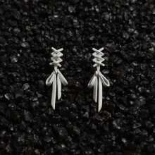 Gothic Punk Cross Tassel Earrings Silver 1 Pair