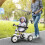 6-in-1 Kinderdreirad mit Schiebegriff, Sonnendach, Korb, Weiß 3