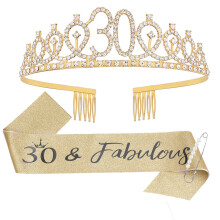 30th Birthday Sash with Pearl Brooch and Shoulder Strap Set
