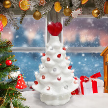 Arbre en forme de cœur en céramique blanche avec lumières pour la Saint-Valentin
