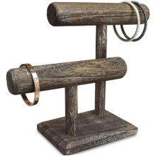 Wooden Jewelry Organizer Stand Black 2-Tier