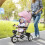 6-in-1 Kinderdreirad mit Schiebestange, Sonnendach, Korb, Rosa 3