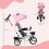 6-in-1 Kinderdreirad mit Schiebestange, Sonnendach, Korb, Rosa 5