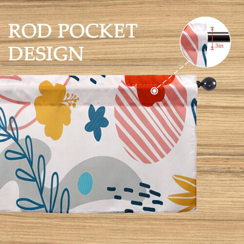 Boho Kitchen Curtains and Valance Set 3-Piece 36 Inch Rod 2