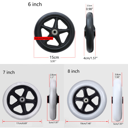 2 Pcs Wheelchair Caster Front Wheel Replacement-7 inches Grey 1
