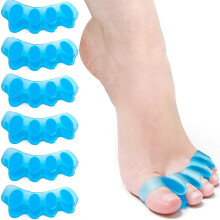 Small Sapphire Blue: Toe Stretcher & Toe Separator. Fight Bunions, Hammer Toes, Foot Pain & More 6 Pcs