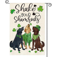 (B) St Patricks Day Decorations, St Patricks Day Flag, St. Patrick's Day Garden Flag, 23x32cm Green Shamrocks Clovers Welcome Yard Holiday Flag
