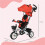 6-in-1 Kinderdreirad mit Schiebestange, Verdeck, Korb, Rot 5
