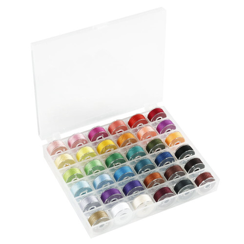 Pre-wound Bobbins and Threads 25/36 pcs Assorted Colors