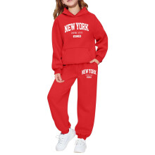 Girls Long Sleeve Hoodie Set with Letter Print Casual Outfit