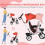 6-in-1 Kinderdreirad mit Schiebestange, Verdeck, Korb, Rot 8