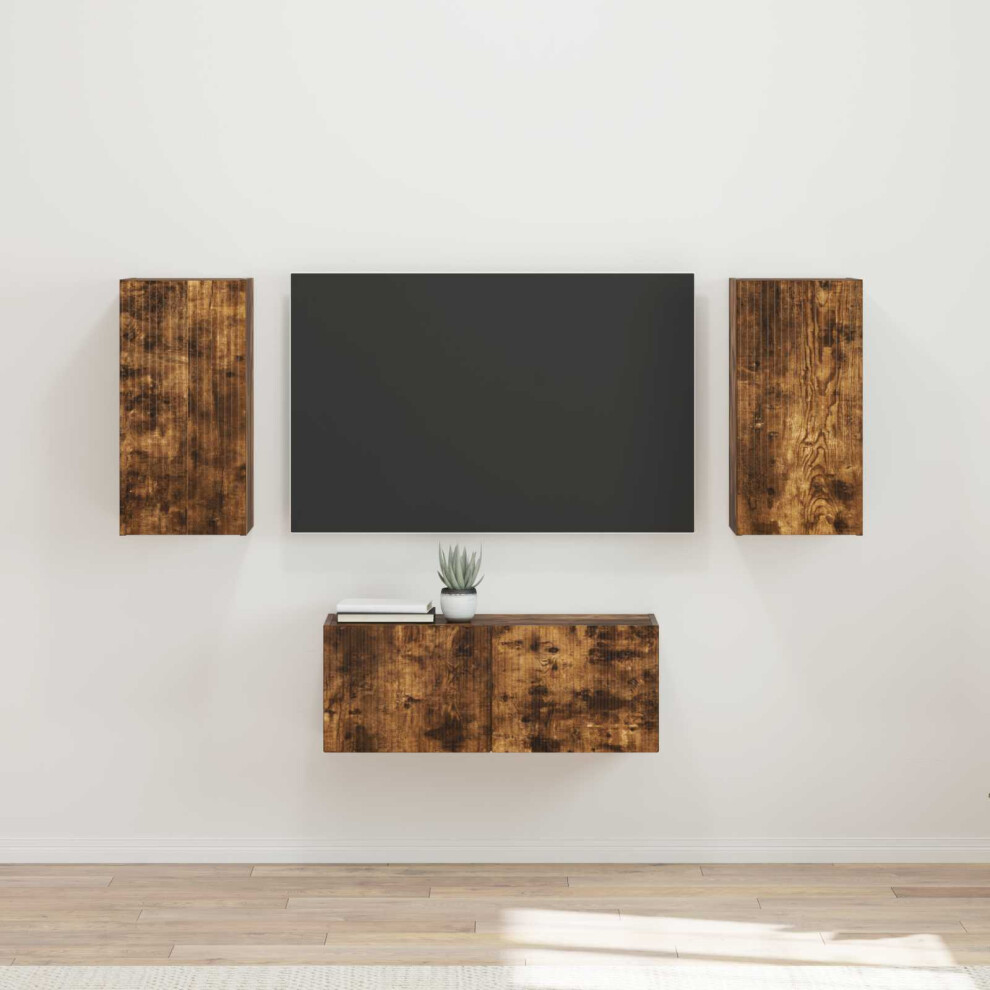 Vidaxl Tv Cabinet Set Wall-Mounted 6 Pcs Smoked Oak Engineered Wood