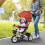 6-in-1 Kinderdreirad mit Schiebestange, Verdeck, Korb, Rot 3