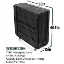 Folding Bed Dust Cover Outdoor Recliner Protector Black 99x38x114cm Waterproof