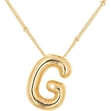 Bubble Letter Necklace 18K Gold Plated Initial Pendant