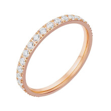 Stainless Steel Zirconia Wedding Ring Rose Gold Size 9