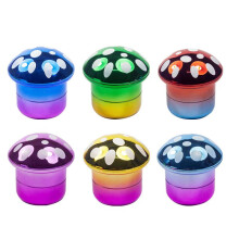 (Color 1) Electroplated Gradient Colorful Mushroom Zinc Teeth 4-Layer Metal Tobacco Grinder 70mm Cute Design