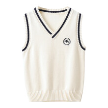 Kids Knit Sleeveless Vest White Lattice Pattern 8-9 Years