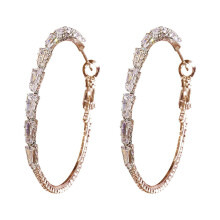 Rhinestone Hoop Earrings Gold Silver 2 pcs