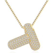 Bubble Letter Necklace 18K Gold Plated Initial Pendant