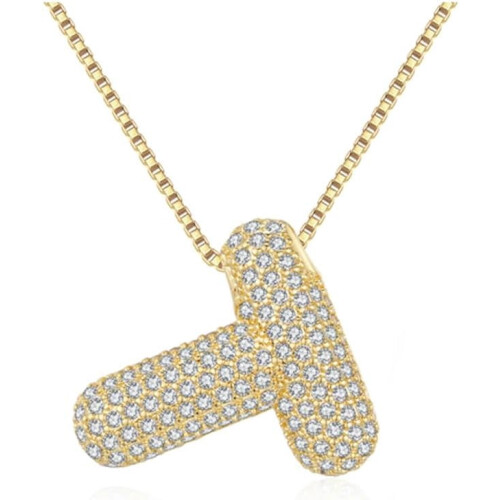 Bubble Letter Necklace 18K Gold Plated Initial Pendant