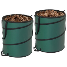 2 bolsas de 160 litros para residuos de jardín, impermeables y con asas.