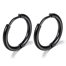 (16mm, Black) Thin Circle Ear Stud With Colorful/solid-color Elegant Stylish Dangler Jewelry For Women Men Unisex - Ya