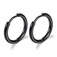 (10mm, Black) Thin Circle Ear Stud With Colorful/solid-color Elegant Stylish Dangler Jewelry For Women Men Unisex - Ya