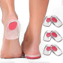 (L, Red) Silicone Heel Cushions for Foot Pain Relief - Orthopedic Insoles for Heel Spurs, Achilles Tendon Support (3 Pairs of Gel Inserts)
