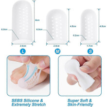Big Toe Protection, 12 Pieces Breathable Toe Caps, 3 Sizes Waterproof Blister Toe Protector for Foot Pain Relief and Against Blisters and Corns (White