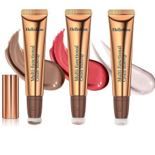 3pcs Liquid Contour Beauty Wall, Liquid Blusher Highlighter Contour Stick Set with Pillow Applicator, Liquid Bronzer Stick Contour for Durable Natural
