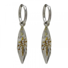 (Silver) Vintage Unisex Wish Stone Earrings Hoops High Quality Meteorite Design Sophisticated Ear Jewelry Simple Versatile