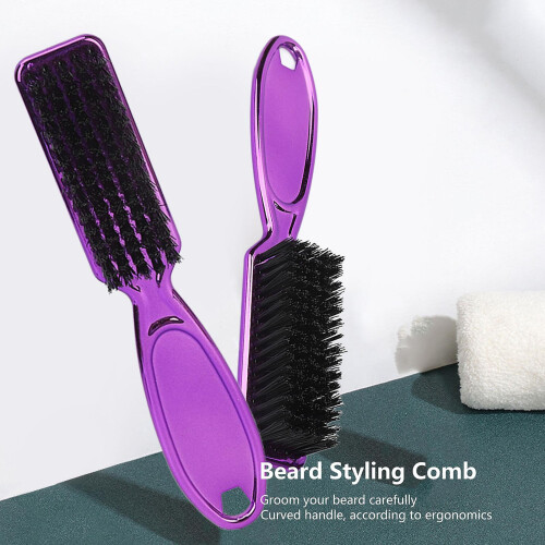 Pente de styling para barba e cabelo com cabo, escova multifuncional roxa para cuidados e corte 2