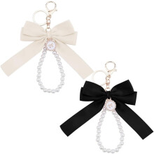 Pearl Bow Keychain Wristlet for Women 1 Piece