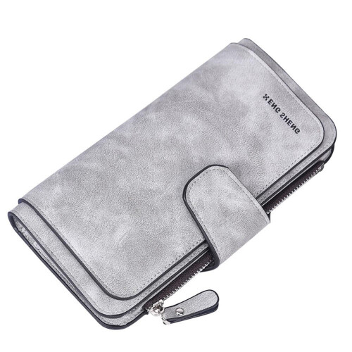 Women's Leather Trifold Wallet with Zipper Pocket