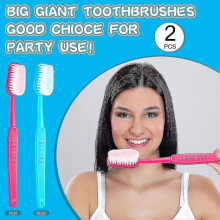 2 Pieces Giant Toothbrush Prop Large Novelty Toothbrushes Big Brush Fun Toy for Take Picture Comedy Party Favors Pet Grooming Brush (blue, Pink)-hy