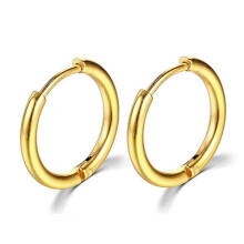 (8mm, Gold) Thin Circle Ear Stud With Colorful/solid-color Elegant Stylish Dangler Jewelry For Women Men Unisex - Ya