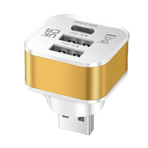 USB-adapter 3-poorts USB-extender Snel opladen Meerdere-Goud