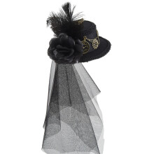 Chapeaux Steampunk pour femmes avec voile, chapeau haut de-Noir
