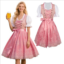 Dirndl Kleid Damen Midi Rosa Bestickt Oktoberfest Trachtenkleid Größe M — bayerisches outfit, oktoberfest kleid