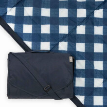 Waterproof Picnic Beach Blanket 152x213 cm Garden Blanket with Carry Bag Navy Blue Plaid — large picnic blanket